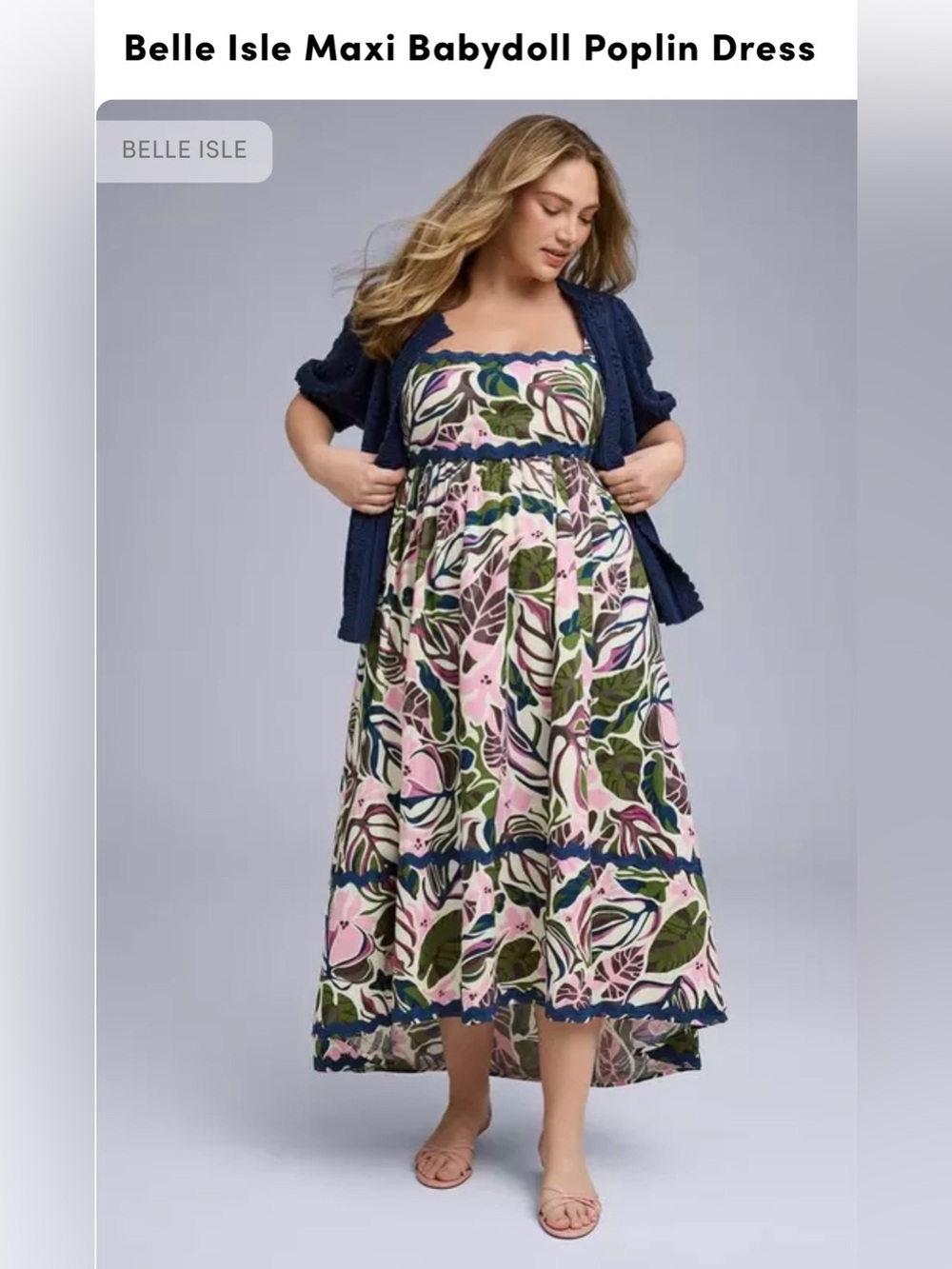 NWT Torrid Belle Isle Maxi Babydoll Poplin Dress - Size 2 (2X / 18-20) - Picture 4 of 6